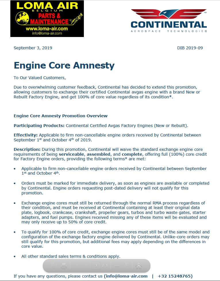 Engine Core Amnesty Extension