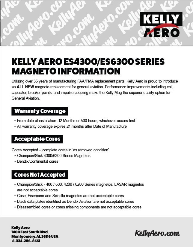 NEW KELLY AERO ES4300/ES6300 SERIES MAGNETO